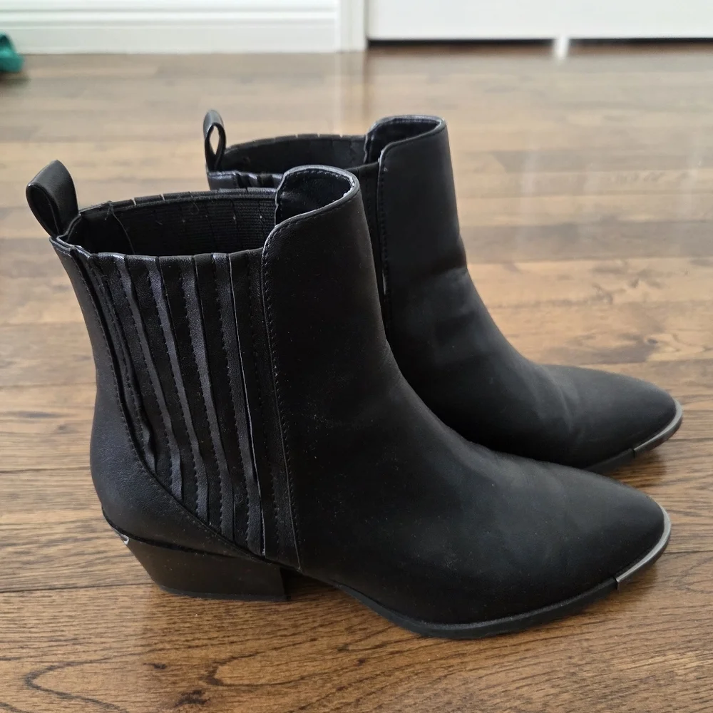 Bershka Black Ankle Booties with Elastic Detail And Metallic Trim Accent 37/ 7
